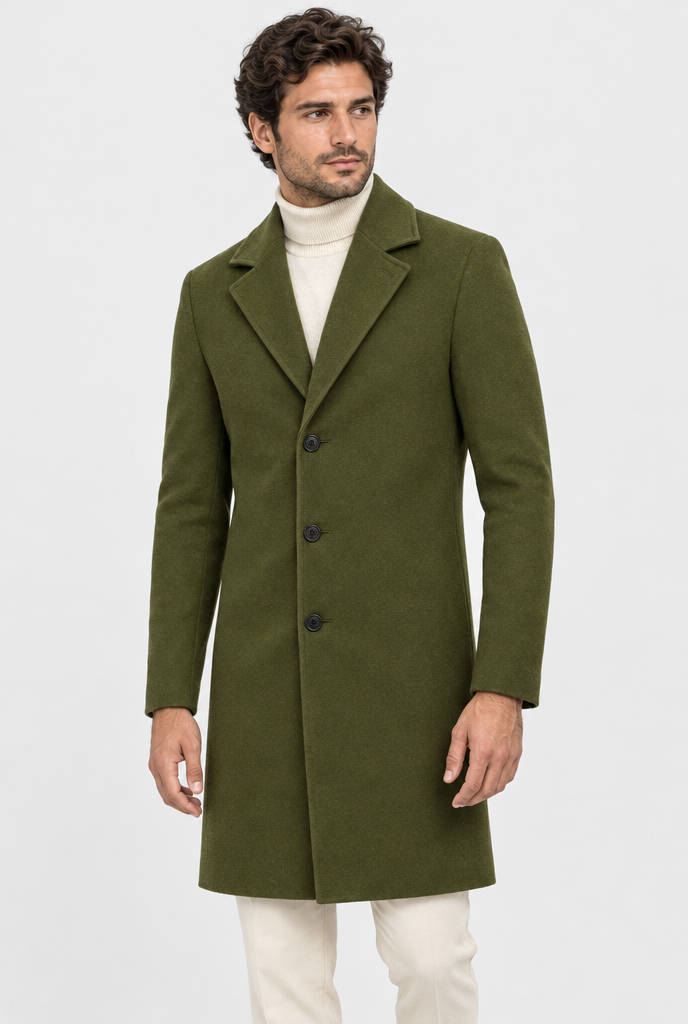 Manteau droit classique effet laine — Olive — photo studio