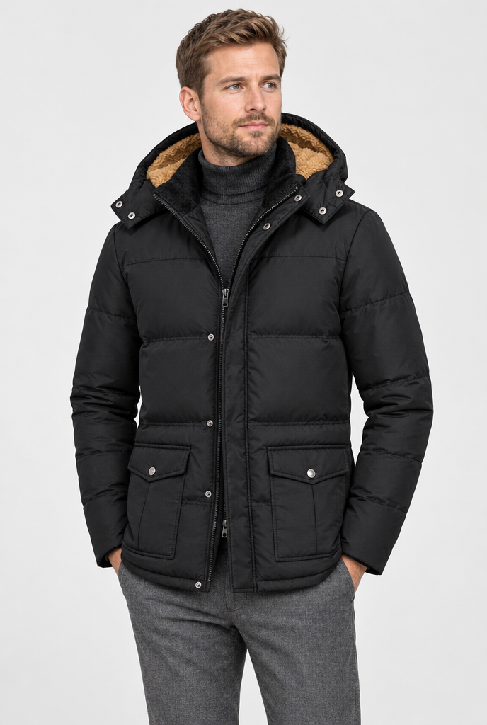 Men's Fleece-Lined Hooded Winter Parka