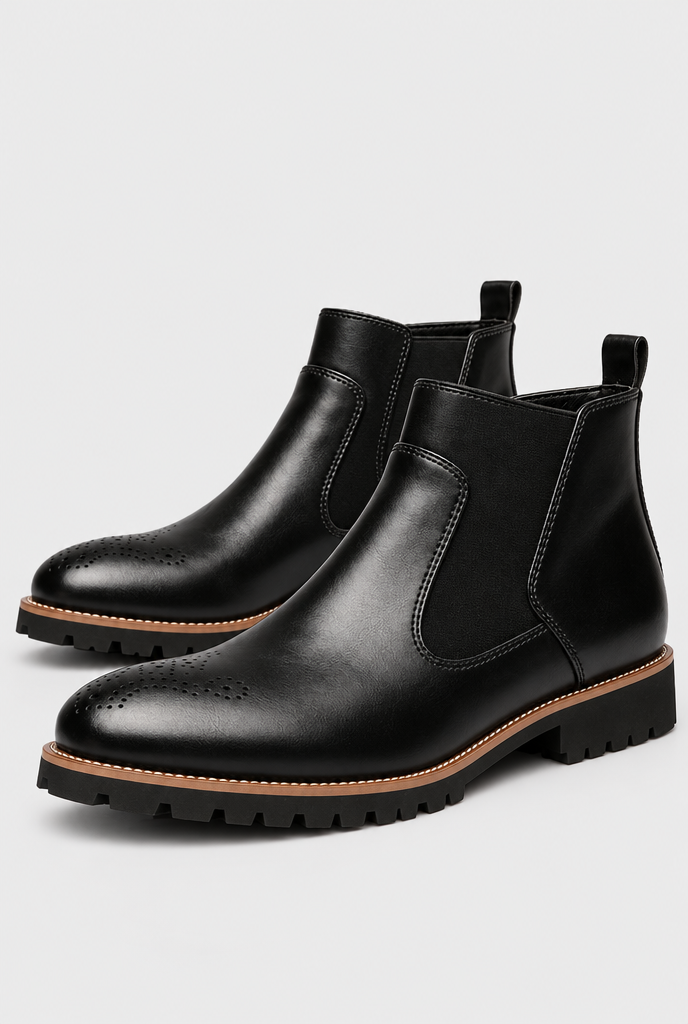 Chelsea boots à bout fleuri — Noir — packshot
