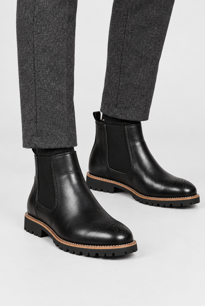 Chelsea boots à bout fleuri — Noir — photo principale