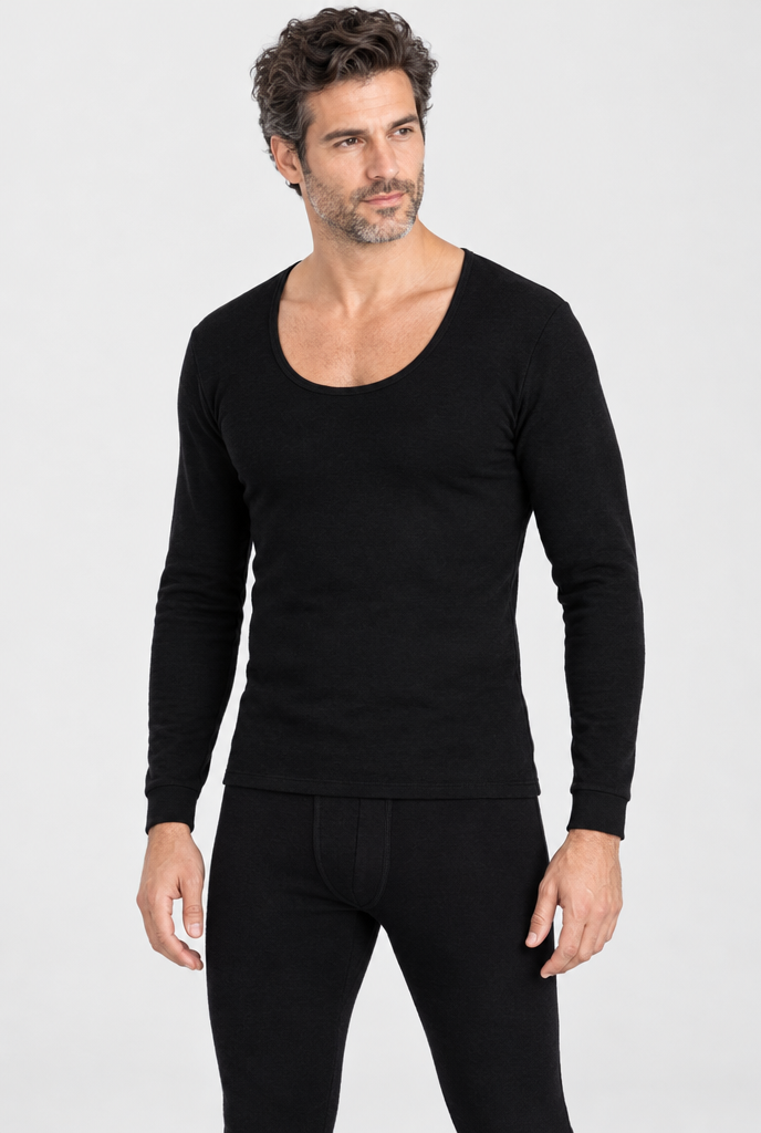 Ensemble thermique doublé polaire — Noir — photo studio