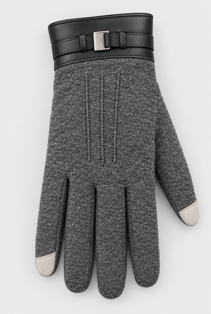 Heather Grey touchscreen gloves, fabric macro