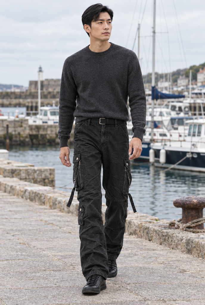 Black cargo pants, lifestyle