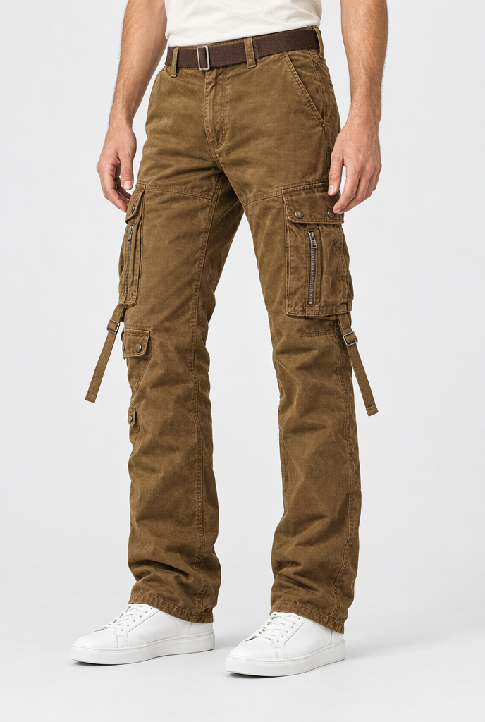 Coyote Brown cargo pants, studio hero