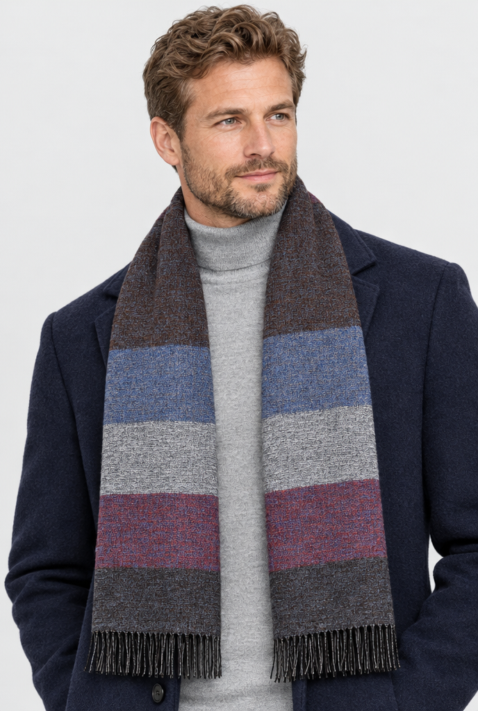 Grande écharpe rayée à franges — Rayé marine — photo principale