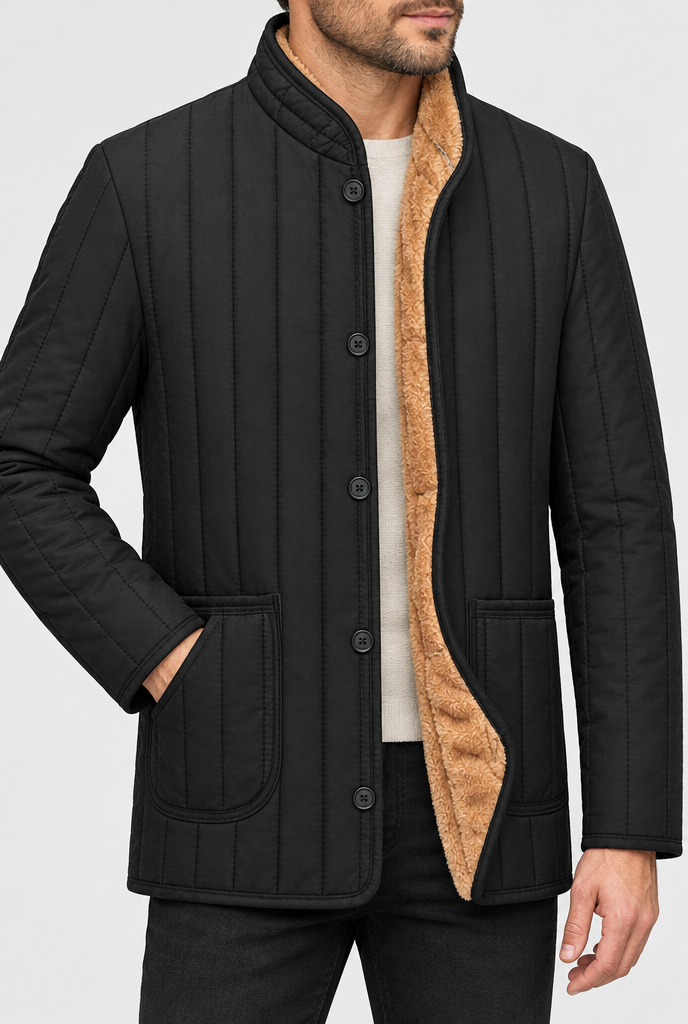plush-lined quilted jacket, detail