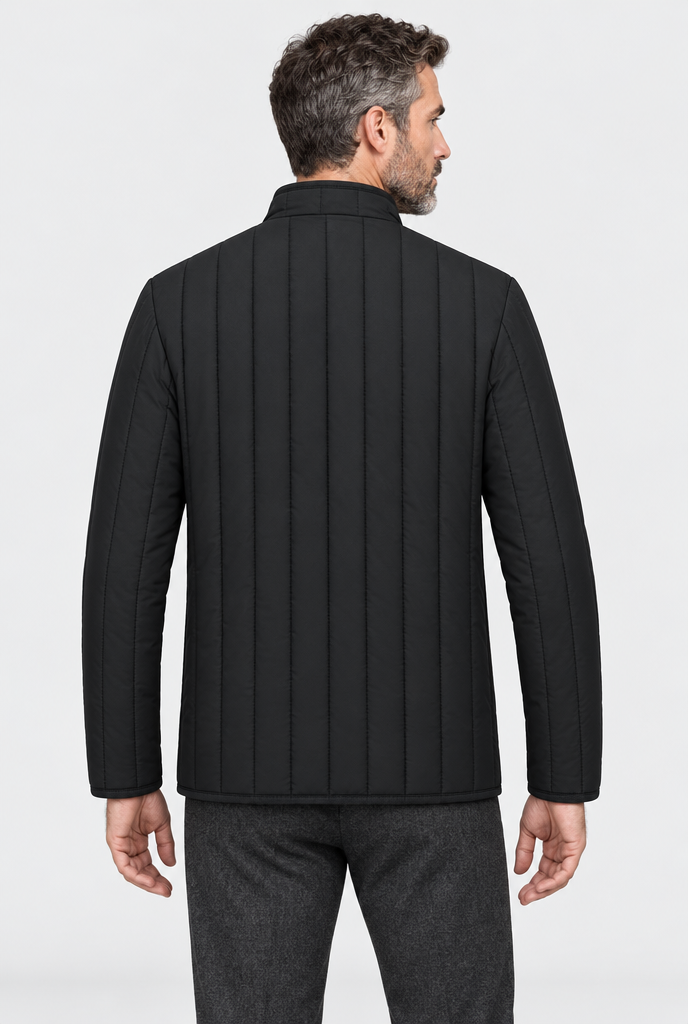 plush-lined quilted jacket, back