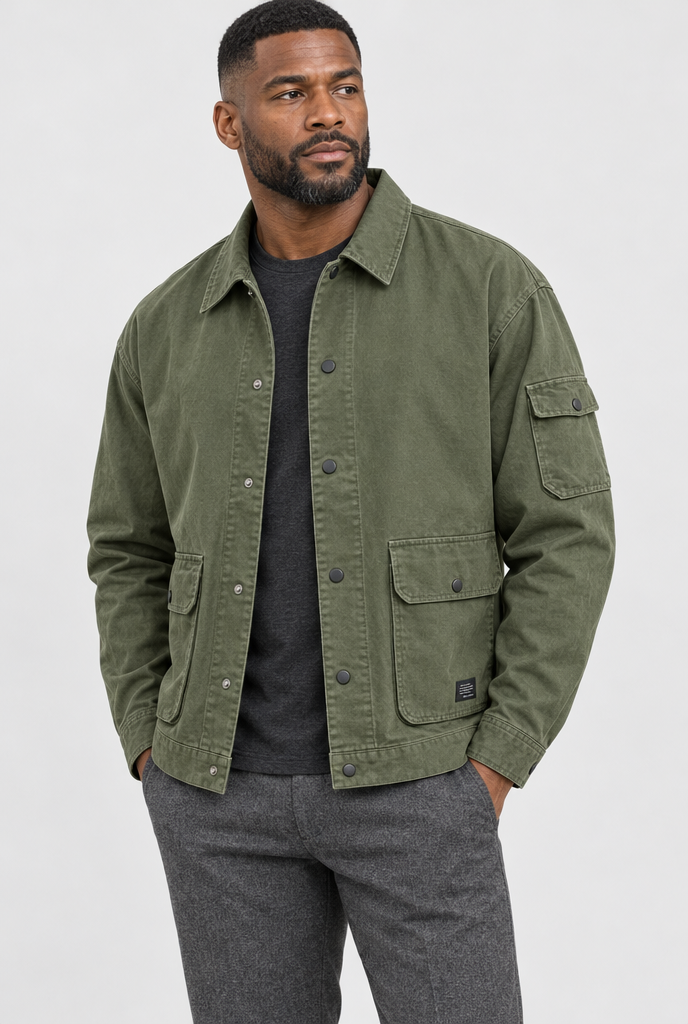Men's Lapel Utility Work Jacket