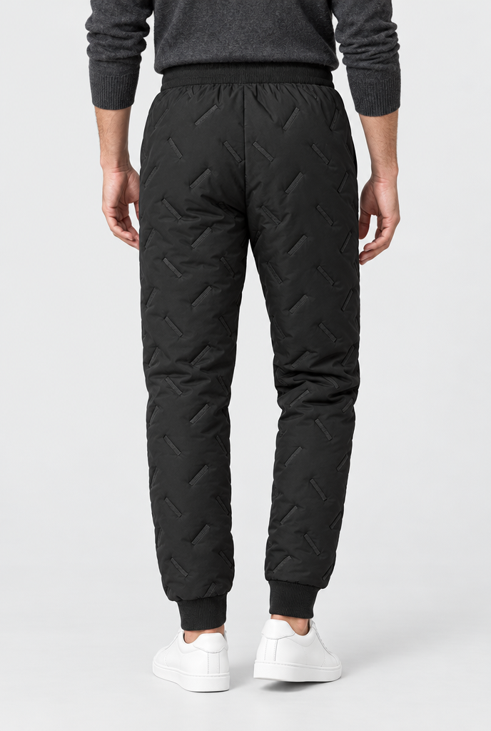 Jogging matelassé doublé sherpa Homme — Noir — vue de dos