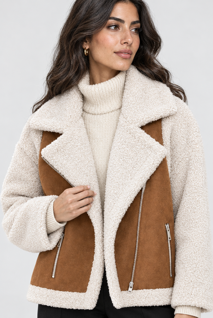 Tan aviator jacket, collar