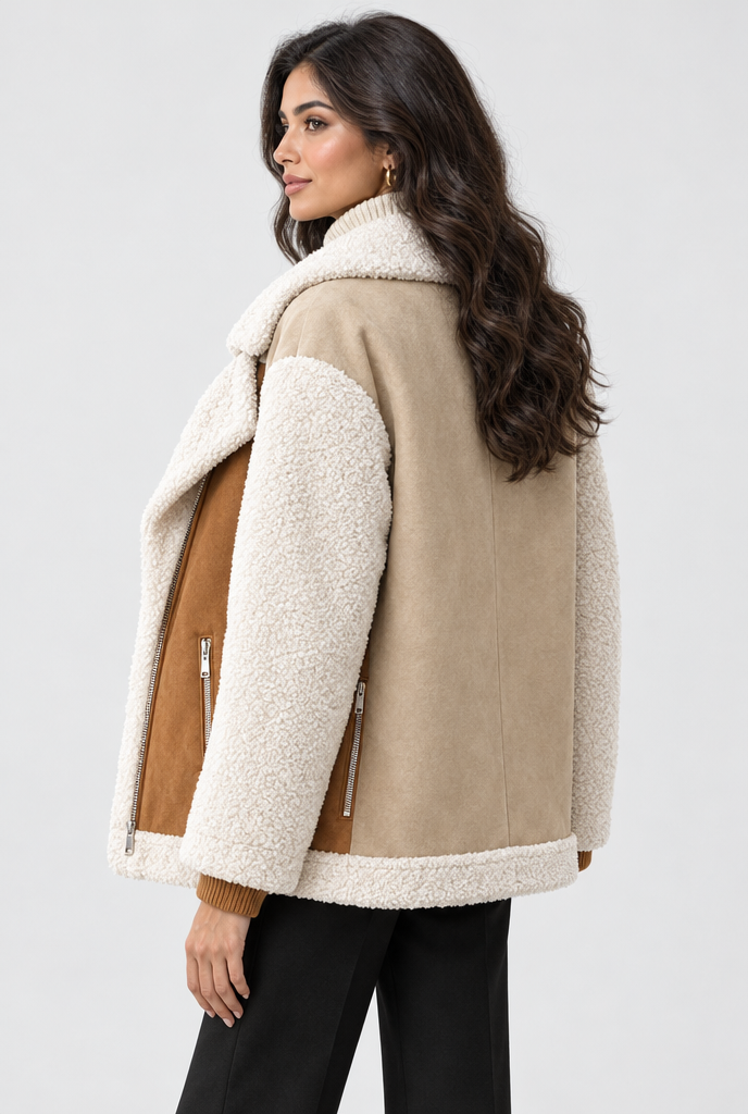 Tan aviator jacket, back