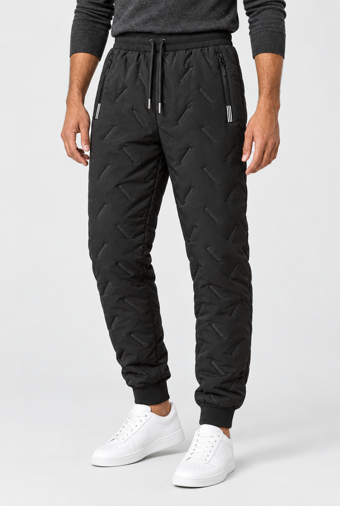 Jogging matelassé doublé sherpa Homme — Noir — photo studio