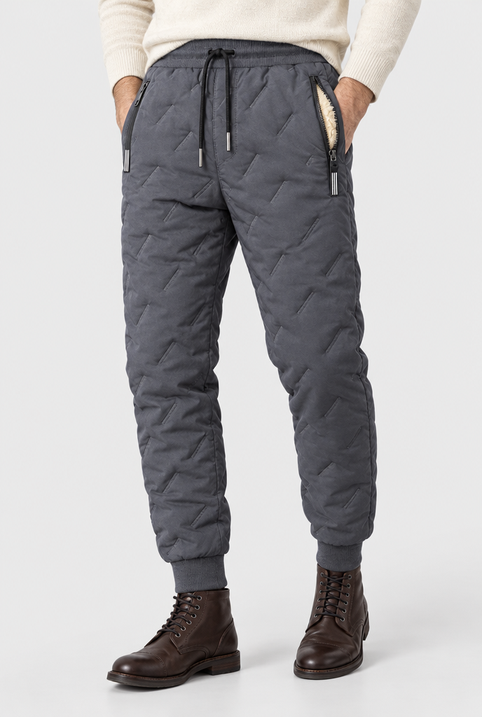 Jogging matelassé doublé sherpa Homme — Gris ardoise — détail