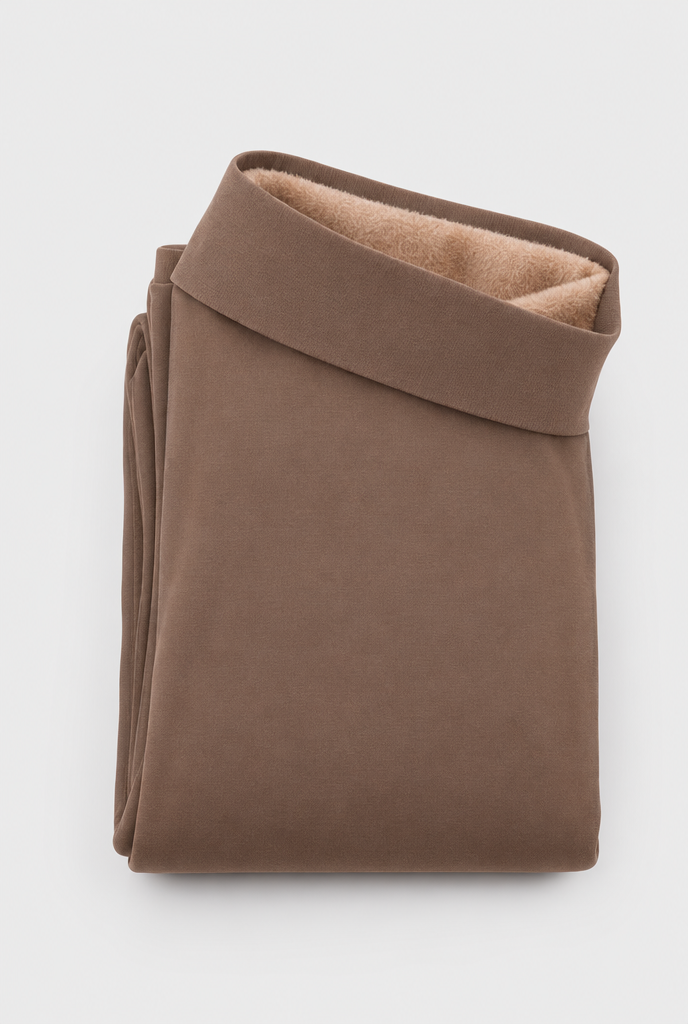 Collants d'hiver effet voile doublés polaire — Café effet voile — gros plan matière