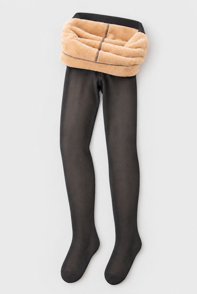 Collants d'hiver effet voile doublés polaire — Noir effet voile — détail
