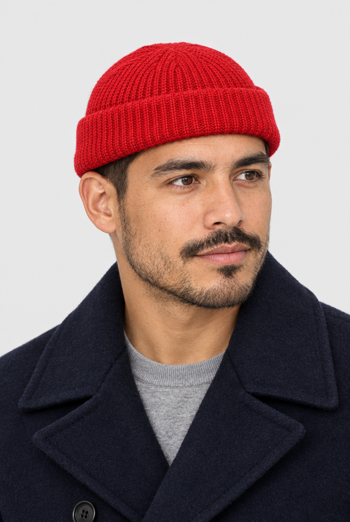 Bonnet pêcheur en maille côtelée — Rouge — photo principale