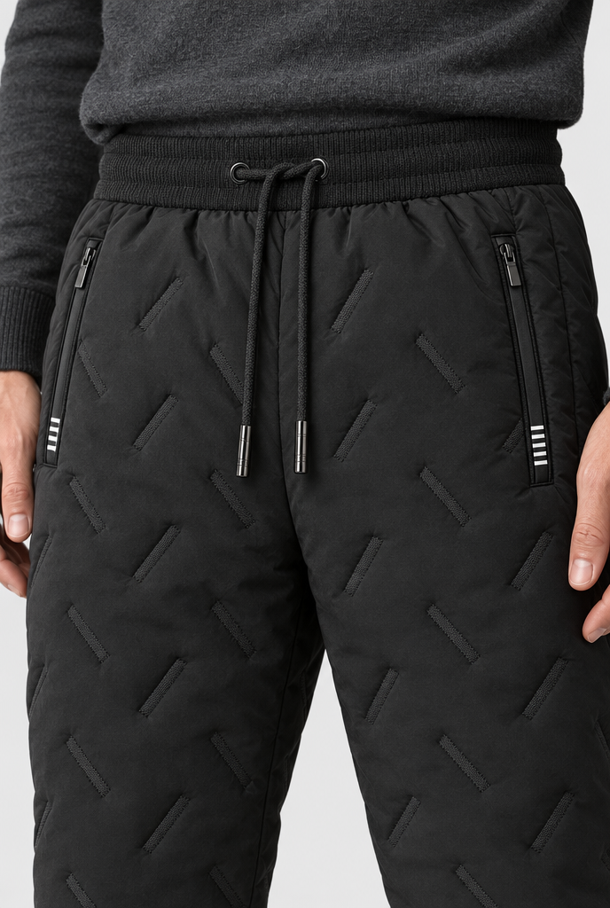 Jogging matelassé doublé sherpa Homme — Noir — gros plan