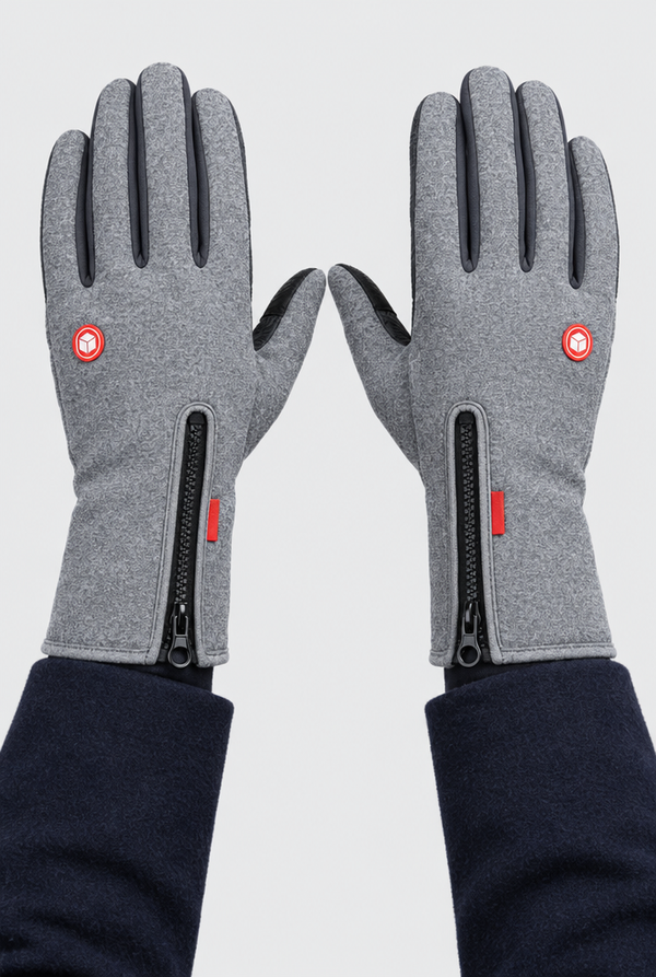 Men's Windproof Touchscreen Zip-Cuff Winter Gloves