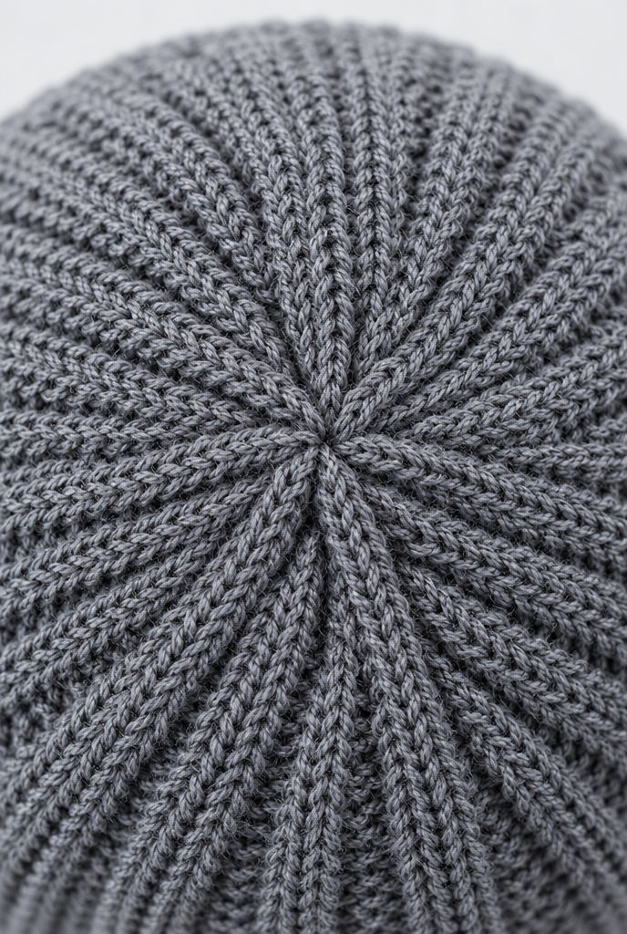 Bonnet pêcheur en maille côtelée — Gris — gros plan matière