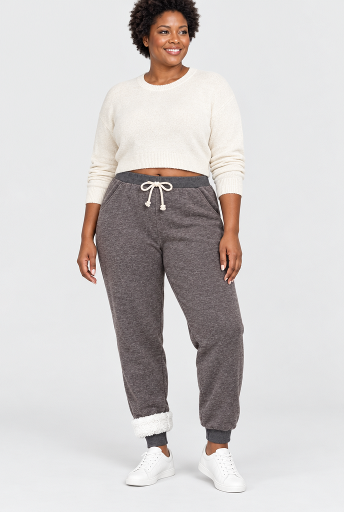Jogging doublé sherpa à cordon — Anthracite — photo principale