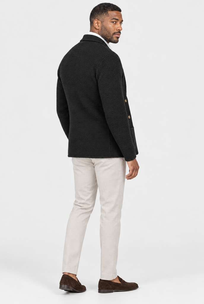 Blazer croisé en maille façon cardigan — Noir — vue de dos