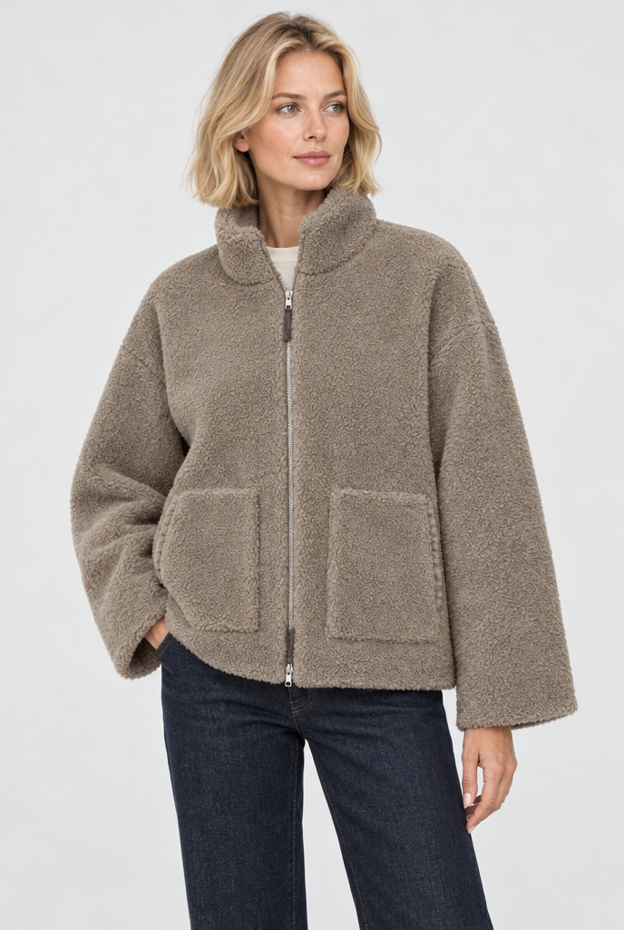 Mocha sherpa zip jacket, hero