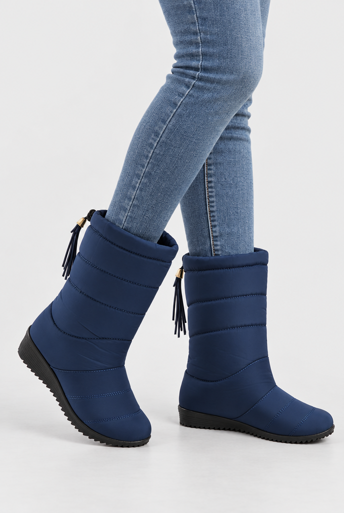 Bottes de neige matelassées mi-mollet — Marine — photo principale