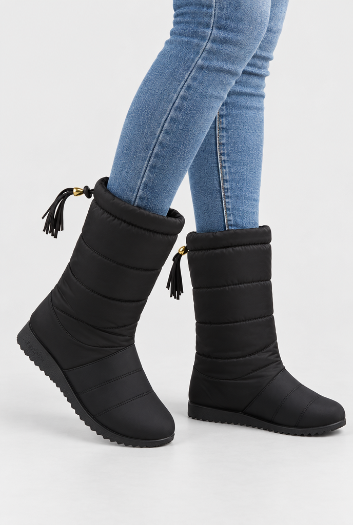 Bottes de neige matelassées mi-mollet — Noir — photo principale