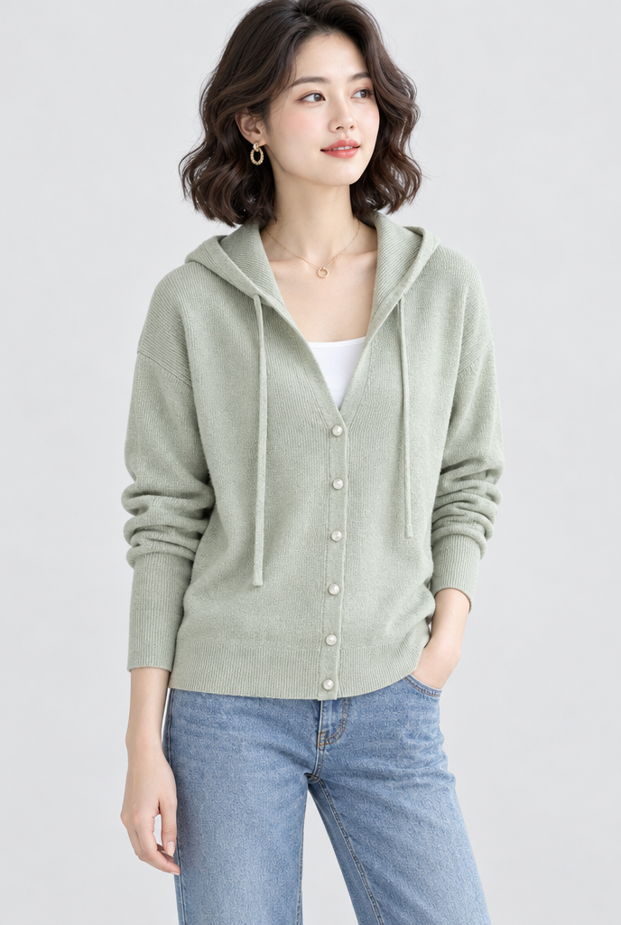 Sage hooded knit cardigan, hero
