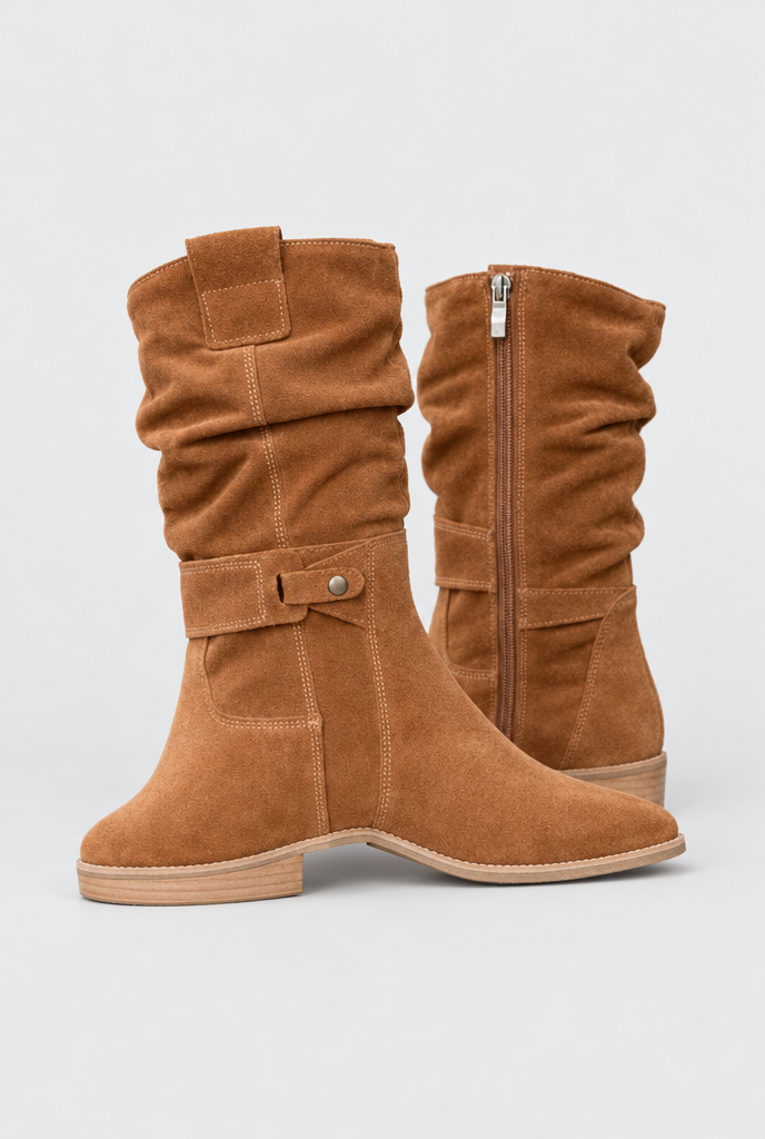 Bottes western mi-mollet souples à boucle — Cognac — packshot