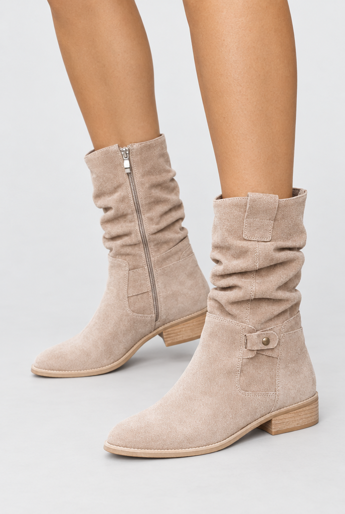 Bottes western mi-mollet souples à boucle — Sable — photo principale