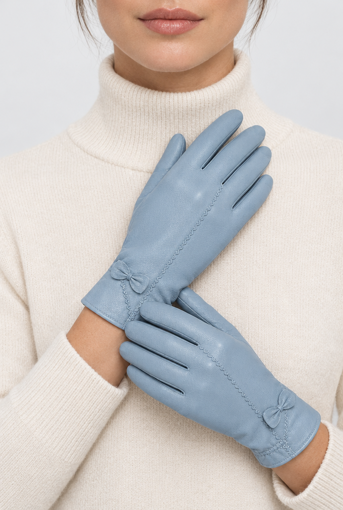 Powder Blue bow-trim gloves, worn hero