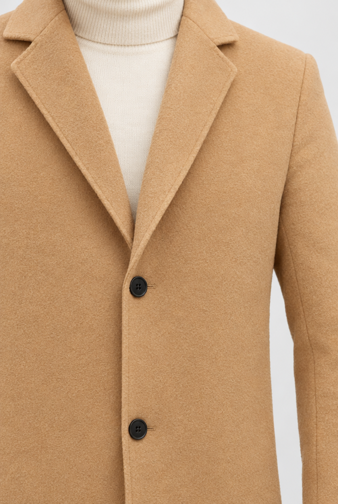 Manteau droit classique effet laine — Camel — détail
