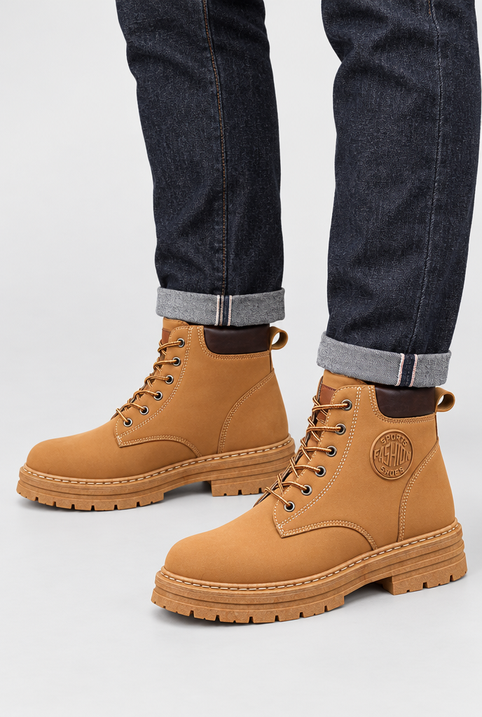 Boots de travail à lacets semelle crantée — Blé — photo principale