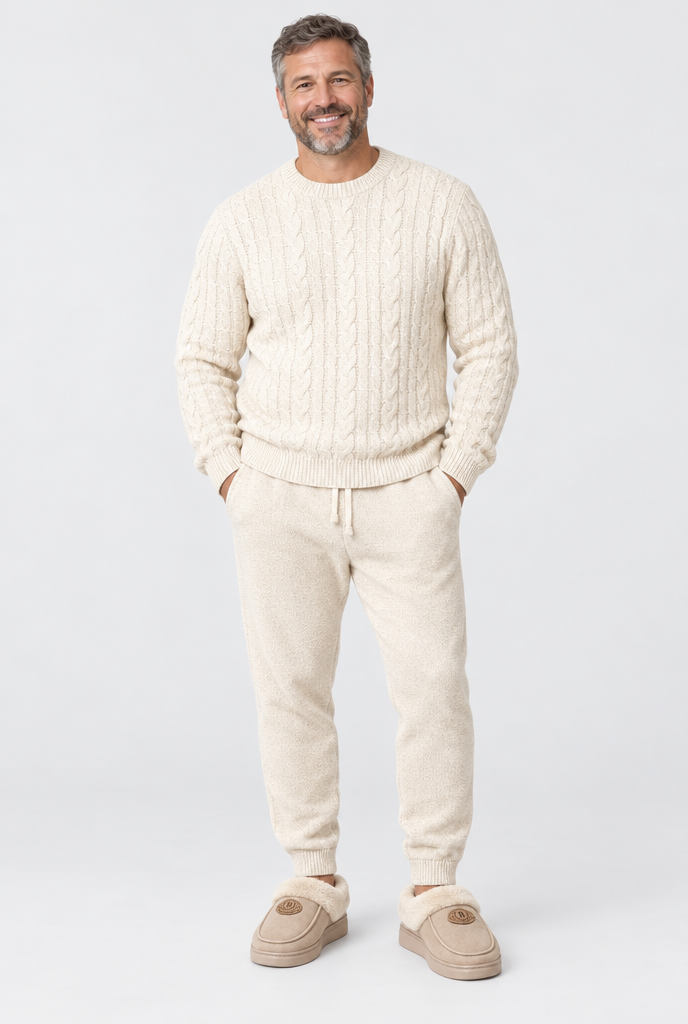 Chaussons fermés à revers en fausse fourrure Homme — Sable
