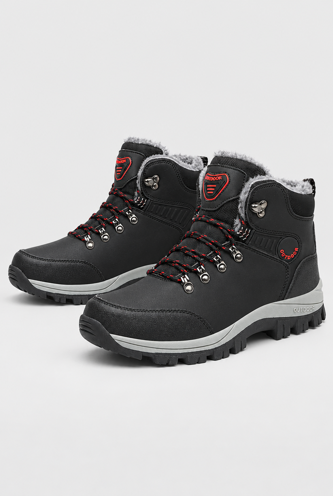 Chaussures de randonnée à lacets doublées peluche — Noir — packshot