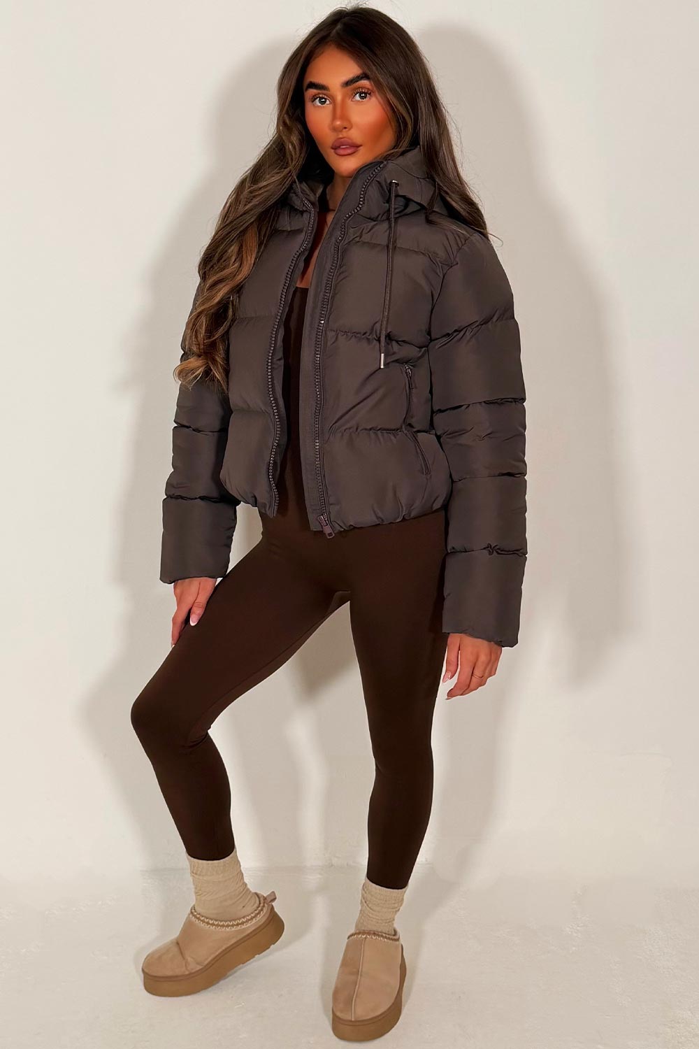Cropped Hooded Puffer Jacket