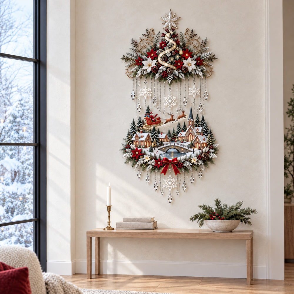 Illuminated Christmas Village Wall Hanging