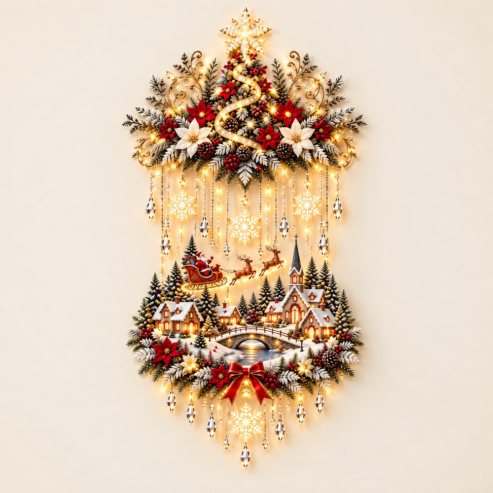 Illuminated Christmas Village Wall Hanging