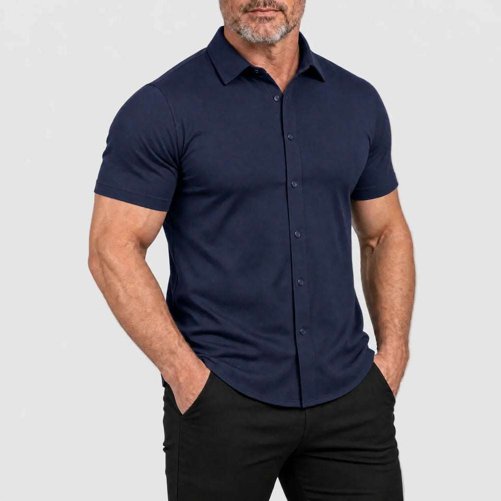Men's Muscle-Fit Stretch Short-Sleeve Shirt