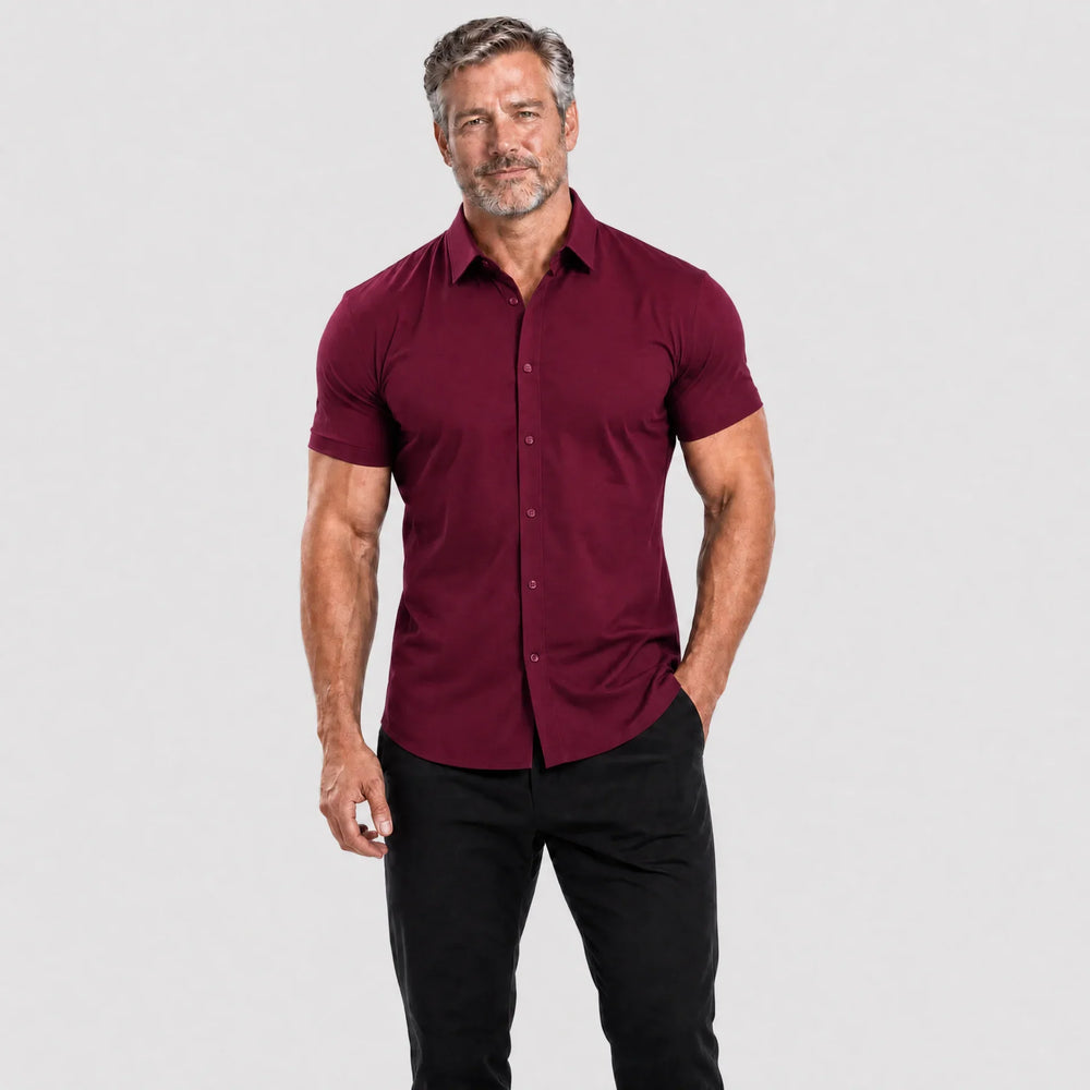Men's Muscle-Fit Stretch Short-Sleeve Shirt