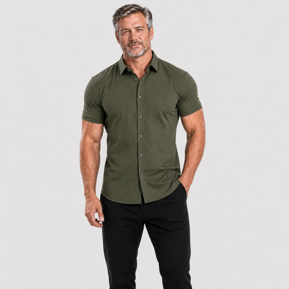 Men's Muscle-Fit Stretch Short-Sleeve Shirt