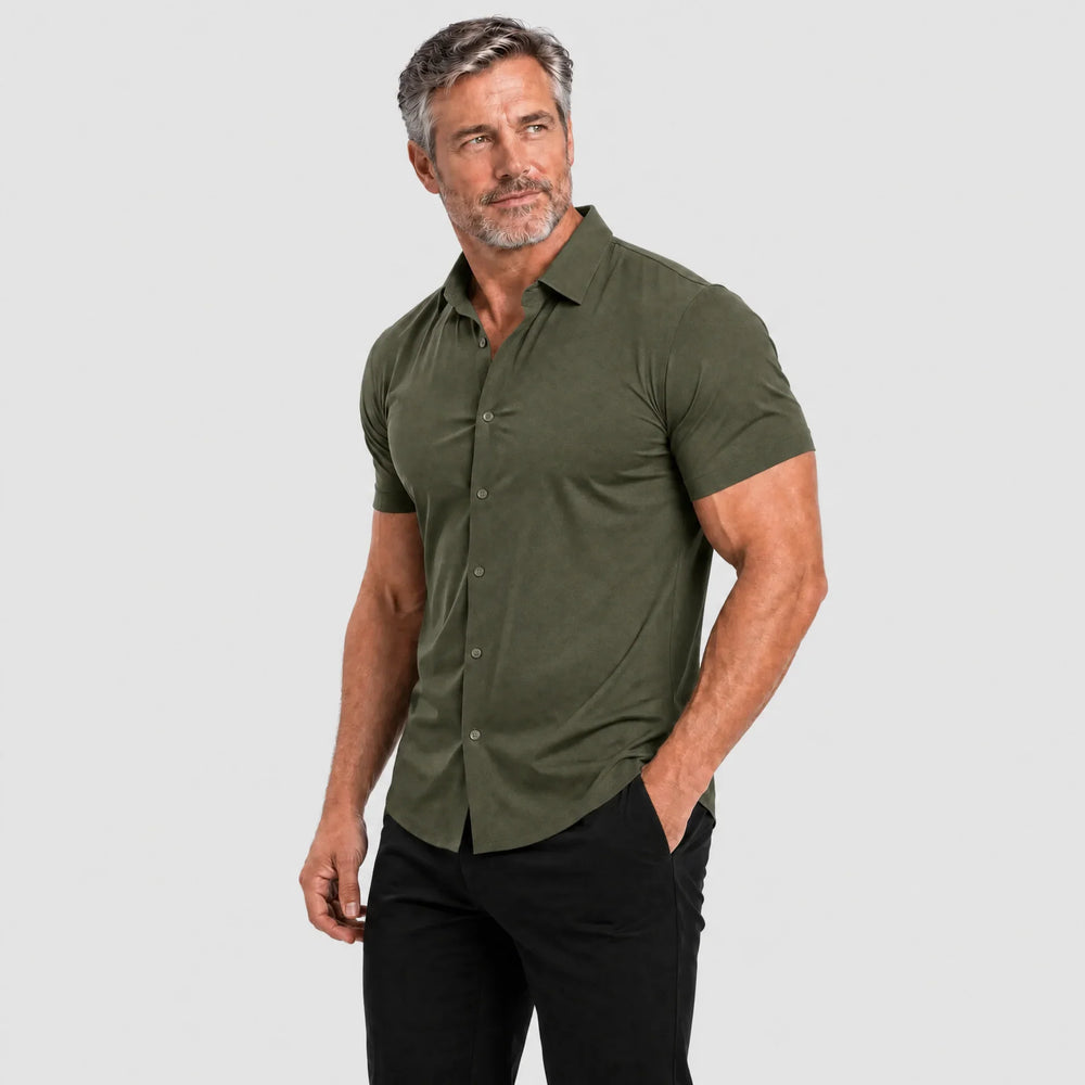 Men's Muscle-Fit Stretch Short-Sleeve Shirt