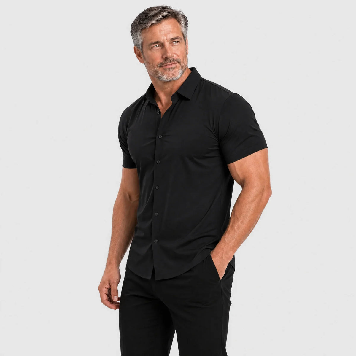 Men's Muscle-Fit Stretch Short-Sleeve Shirt