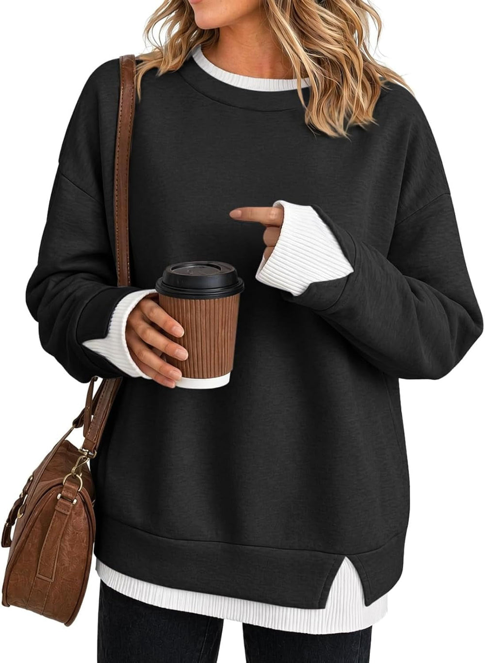Layered-Look Oversized Sweatshirt