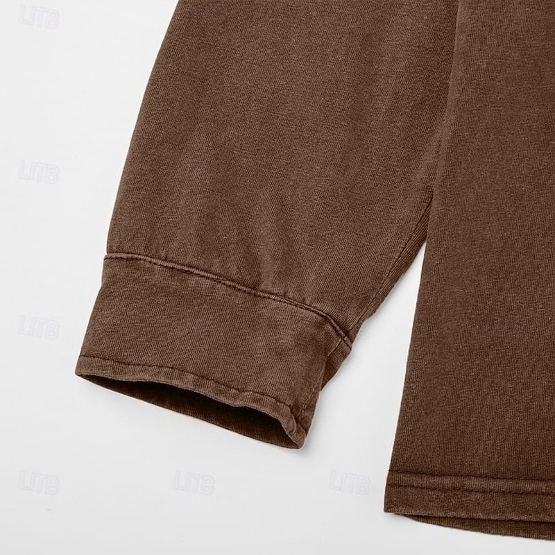 Men's Garment-Washed Long Sleeve Pocket Henley