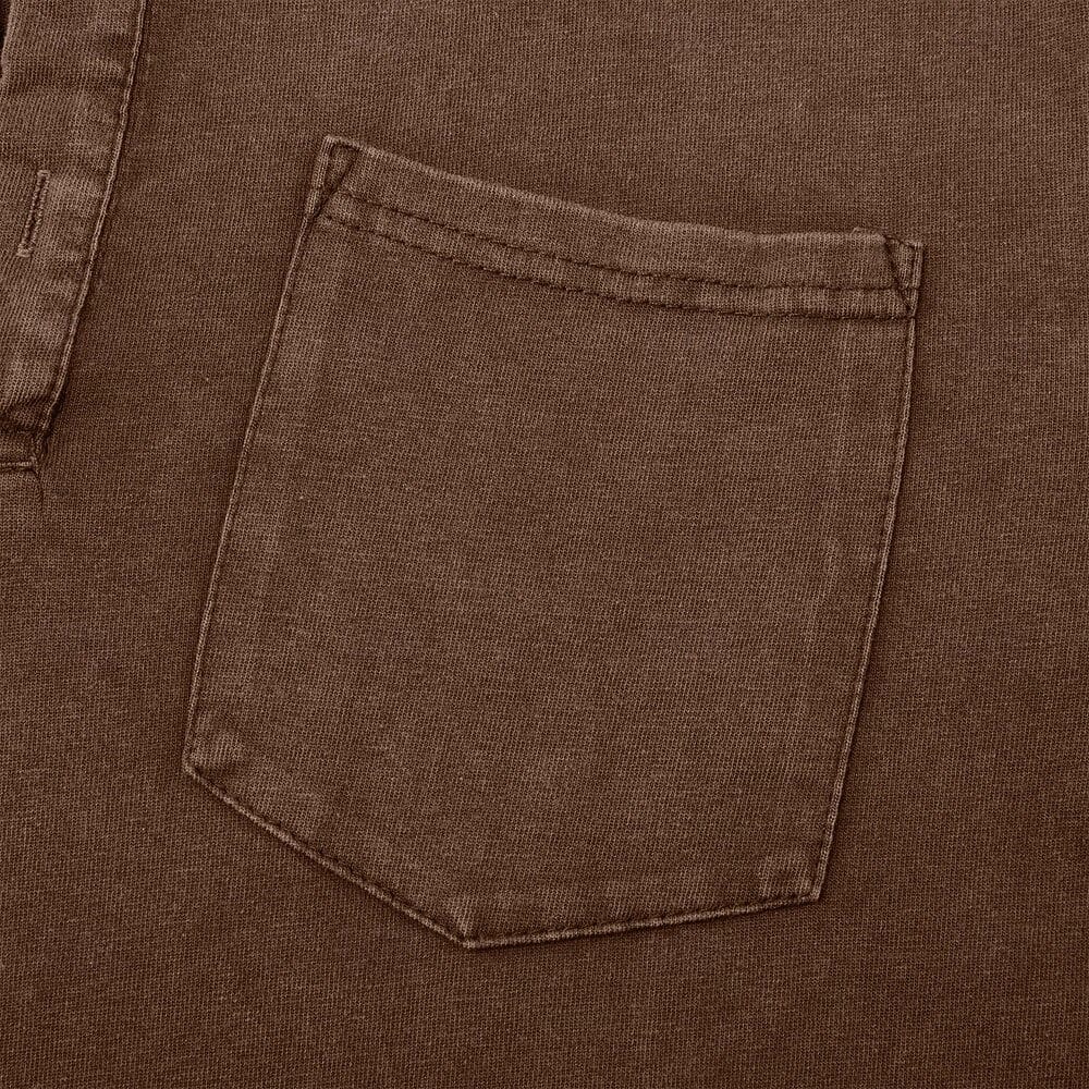 Men's Garment-Washed Long Sleeve Pocket Henley
