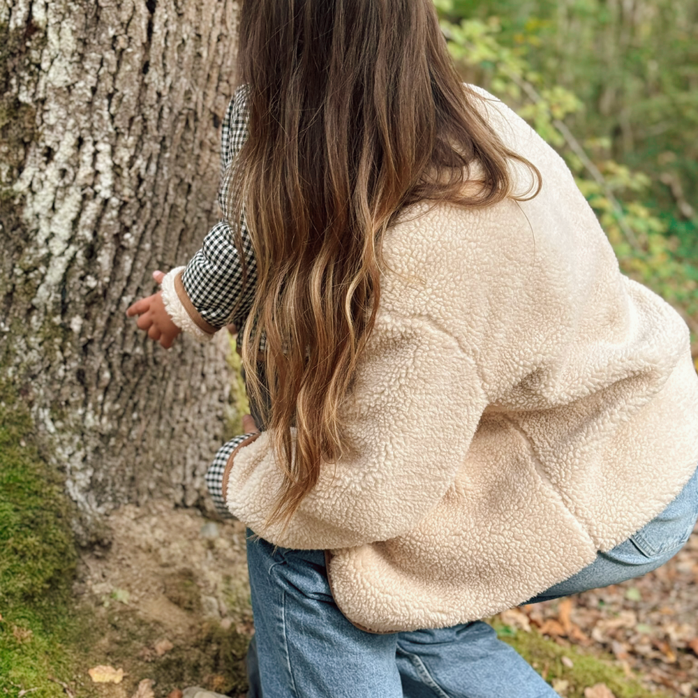 Reversible Sherpa and Gingham Jacket