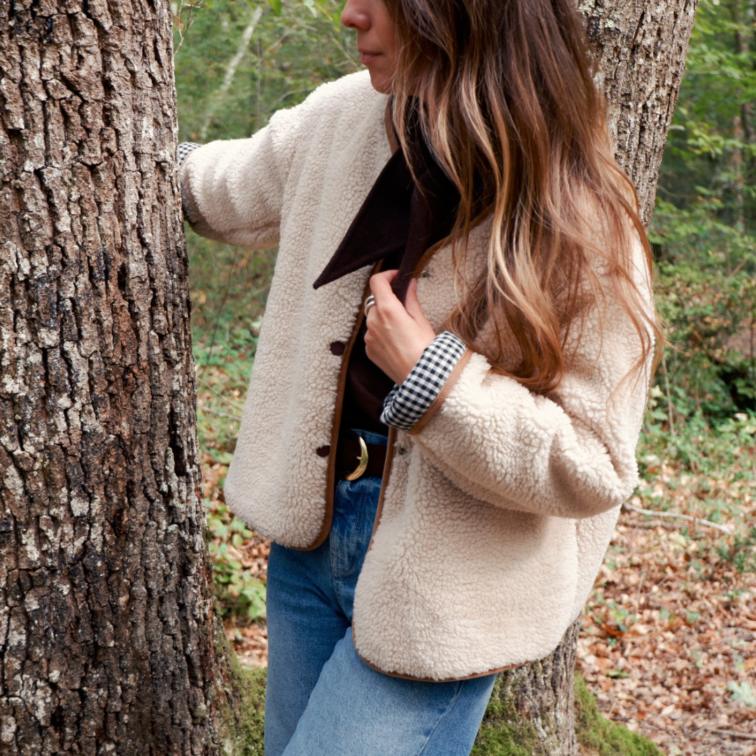 Reversible Sherpa and Gingham Jacket