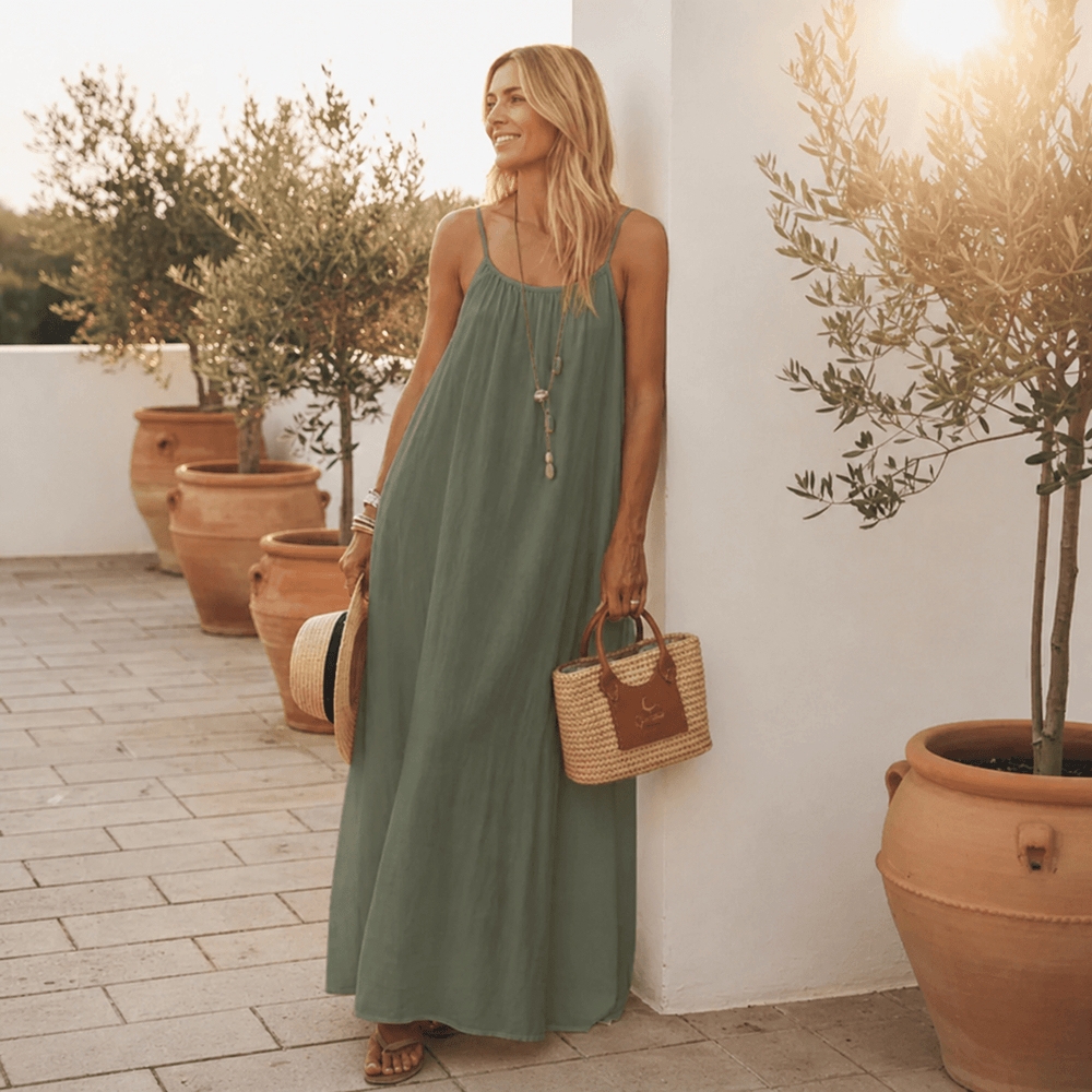 Scoop-Back Swing Slip Dress